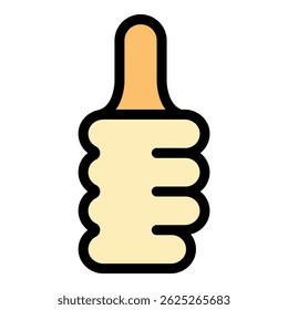 Hand gesture thumb up icon. Outline Hand gesture thumb up vector icon color flat isolated