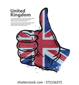 hand gesture thumb up. flag of England. vector illustration