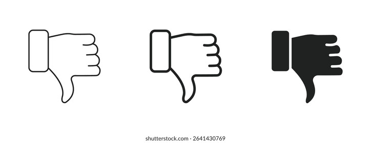 Hand gesture thumbs down icons black and white vector collection