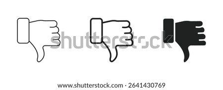 Hand gesture thumbs down icons black and white vector collection