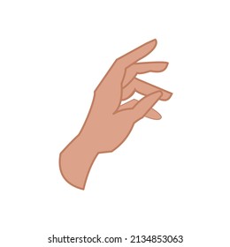 Hand gesture touching something Flat illustration on white background