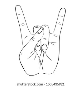 Hand gesture with transparent rock sign