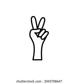 Hand gesture V sign logo icon isolated on white background. Vector illustration