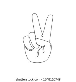 Hand Gesture V Sign One Line Stock Vector (Royalty Free) 1848110749