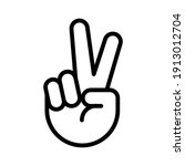 Hand gesture V sign for victory or peace line icon. Simple outline style for apps and websites. Vector illustration on white background. EPS 10