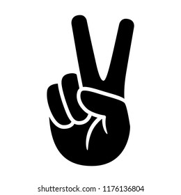 Hand Gesture V Sign For Victory Or Peace Flat Vector Icon For Apps And Websites