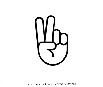 Hand gesture V sign for victory or peace line icon