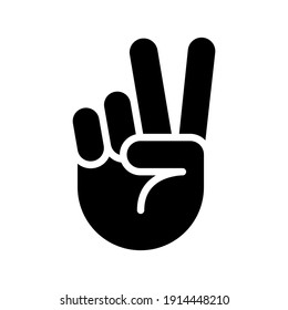 Hand Gesture V Sign For Victory Or Peace Glyph Icon. Simple Solid Style For Apps And Websites. Vector Illustration On White Background. EPS 10