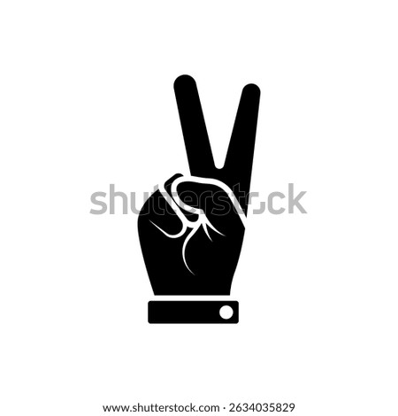 Hand gesture V sign for victory or peace black icon. Simple outline style for apps and websites. Vector illustration on white background. EPS 10