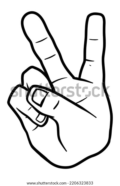 Hand Gesture V Sign Victory Peace Stock Vector (Royalty Free ...