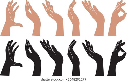 Hand Gesture Vector Collection – Communication, Sign Language, and Symbol Silhouettes Set.