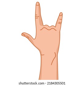 Hand Gesture. Vector. Color Graphics. Sign With The Fingers. Intercultural Communication. Emotions. Linear Drawing. White Background.