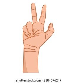 Hand Gesture. Vector. Color Graphics. Sign With The Fingers. Intercultural Communication. Emotions. Linear Drawing. White Background.