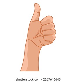 Hand Gesture. Hand. Vector. Color Graphics. Sign With The Fingers. Intercultural Communication. Super, Cool, I Agree. Emotion. Line Drawing. White Background.	