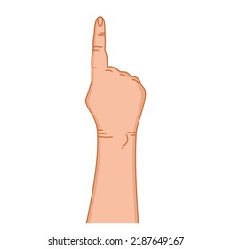 Hand Gesture. Hand. Vector. Color Graphics. Sign With The Fingers. Intercultural Communication. Pointing, Direction. Emotion. Line Drawing. White Background.