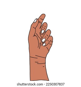 Hand gesture vector illustration. Hands poses.  hand holding and pointing gestures, fingers crossed, fist, peace and thumb up. 
