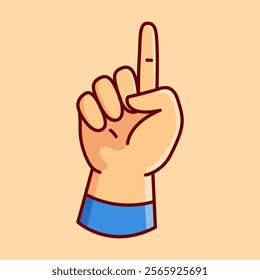 Up Hand Gesture Vector Illustration Icon. Flat Cartoon Style