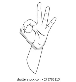 Hand gesture vector illustration Ok