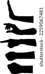 Hand gesture vector silhouette set. Concept of different popular hand gestures