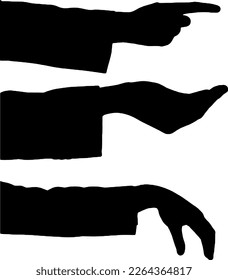 Hand gesture vector silhouette set. Concept of different popular hand gestures