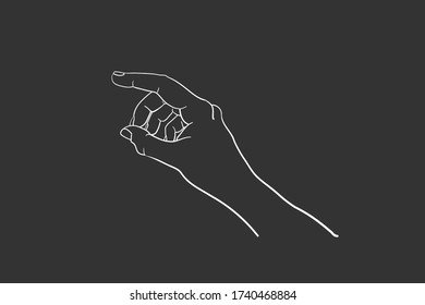 Hand gesture Vector sketch. Body language concept. Forefinger indicates direction - interactive communication. Hand in different positions. Arm gestures for showing, pointing and representing