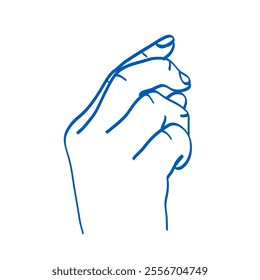 Hand gesture vector sketch illustration. Index, middle, ring, little fingers and thumb