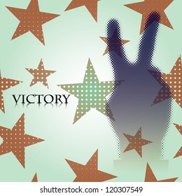 hand gesture "victory". background eps10