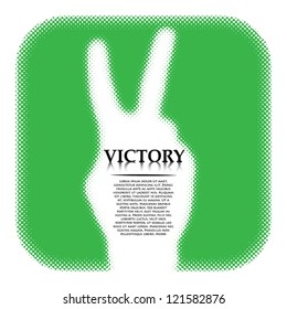 hand gesture "victory" in green frame. eps10