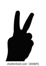 Hand. Gesture of a victory. A vector illustration.
