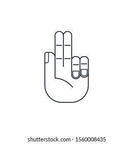 Hand gesture. A vow of oaths . Vector linear icon on a white background.