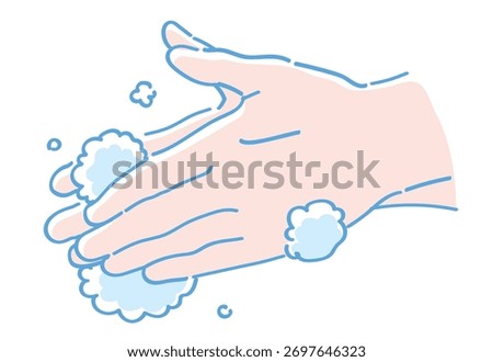 Hand gesture. Washing hands. Vector sketch illustration.