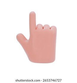 Hand gesture where index finger is pointing up. Back side of palm. Vector illustration in 3d style on isolated white background. Suitable for web, banner, print