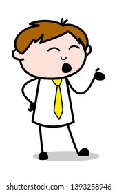 Hand Gesture While Communicating - Office Salesman Employee Cartoon Vector Illustration﻿