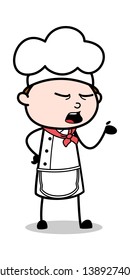Hand Gesture While Discussion - Cartoon Waiter Male Chef Vector Illustration