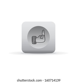 hand gesture white icon button