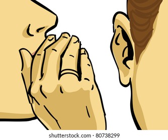 hand gesture of woman gossiping, vector drawing