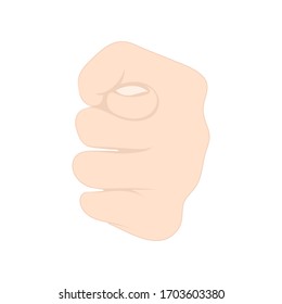 Hand gesture, wrist with fingers with sign fig, language icon, logo, symbol emotion. Drawing bent fingers isolated on white background. Vector illustration