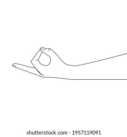 Hand gesture for zero isolated outline illustration Hand shows ok or zero sign line icon. Close-up hand showing okay, perfect, zero, well, good sign with gesture line drawing