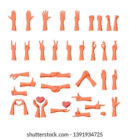Hand gestures collection for abstract expression of love emotions and communication signals of people