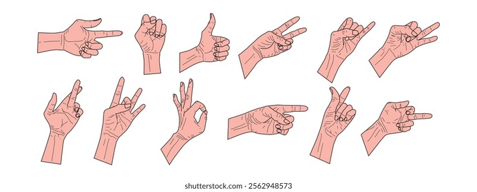 Hand gestures collection icon, vector illustration for design elements.