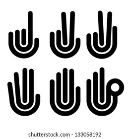 hand gestures counting symbols from 1 to 5, vector