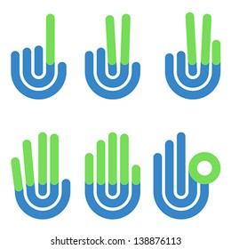 hand gestures counting symbols from 1 to 5, vector
