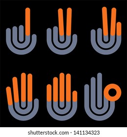 hand gestures counting symbols from 1 to 5, vector