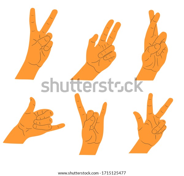 Hand Gestures Different Positions Isolated On Stock Vector Royalty Free 1715125477 Shutterstock 4048