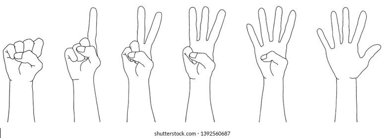 Hand gestures drawing set. Vector illustration.