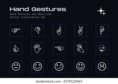 Hand Gestures and Emoji Vector Illustration - Directions and Expressions Pack