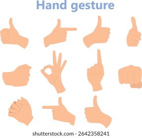 Gestos de mão. Palma feminina com gesto elegante, mãos humanas mostrando, apresentando e apontando conjunto de ilustração vetor plano. Palmas das mãos dos desenhos animados