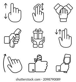 Hand Gestures Flat Icon Set Isolated On White Background