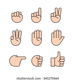 hand gestures. Flat style vector icons, emblem, symbol For Your Design