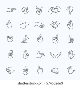 hand gestures. Flat style vector icons, emblem, symbol